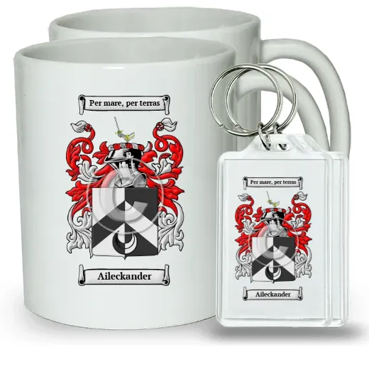 Aileckander Pair of Coffee Mugs and Pair of Keychains