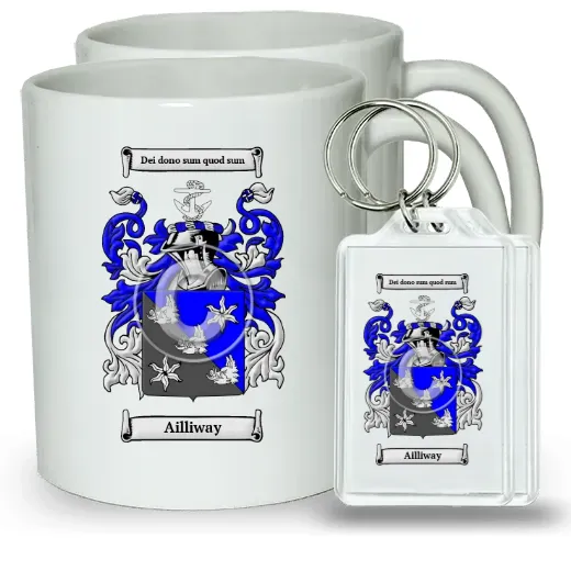 Ailliway Pair of Coffee Mugs and Pair of Keychains