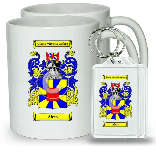 Alers Pair of Coffee Mugs and Pair of Keychains
