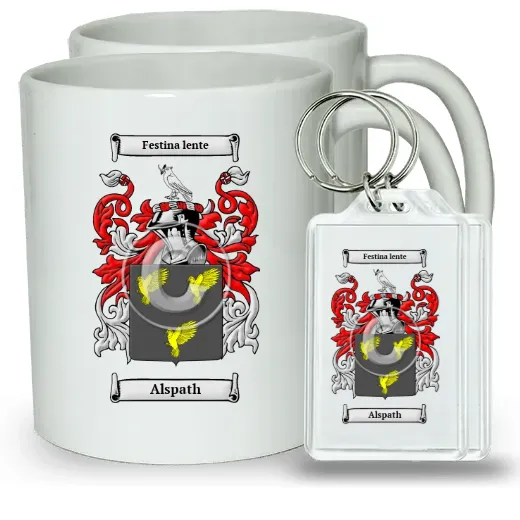 Alspath Pair of Coffee Mugs and Pair of Keychains