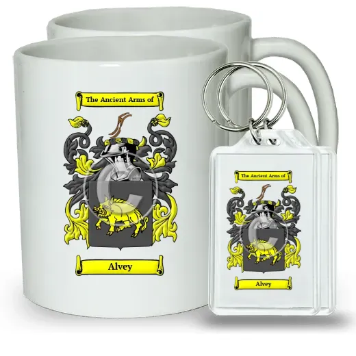 Alvey Pair of Coffee Mugs and Pair of Keychains