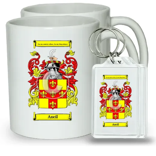 Ancil Pair of Coffee Mugs and Pair of Keychains