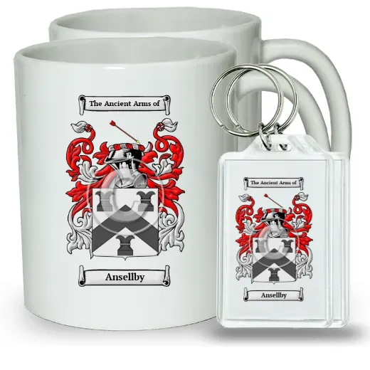 Ansellby Pair of Coffee Mugs and Pair of Keychains