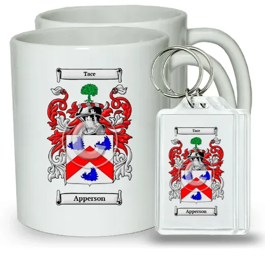 Apperson Pair of Coffee Mugs and Pair of Keychains