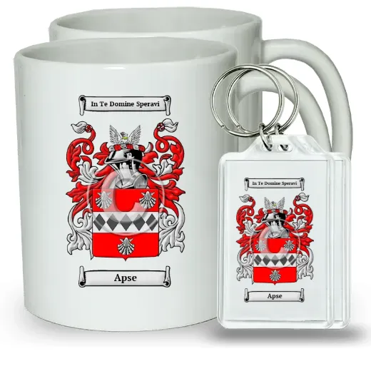 Apse Pair of Coffee Mugs and Pair of Keychains