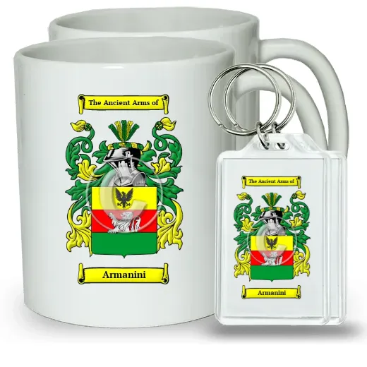 Armanini Pair of Coffee Mugs and Pair of Keychains
