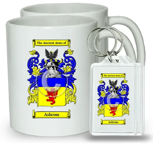 Ashcom Pair of Coffee Mugs and Pair of Keychains