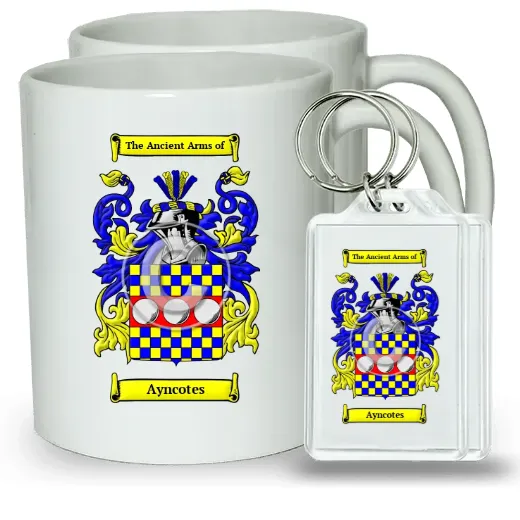 Ayncotes Pair of Coffee Mugs and Pair of Keychains
