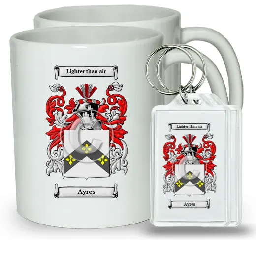 Ayres Pair of Coffee Mugs and Pair of Keychains