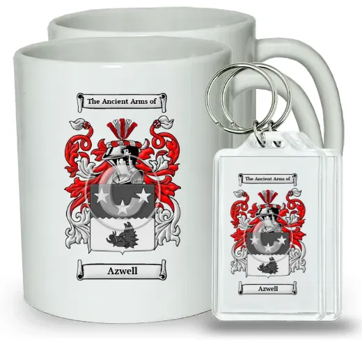 Azwell Pair of Coffee Mugs and Pair of Keychains