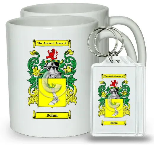 Böhm Pair of Coffee Mugs and Pair of Keychains