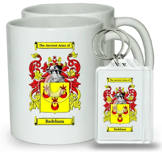 Badeham Pair of Coffee Mugs and Pair of Keychains