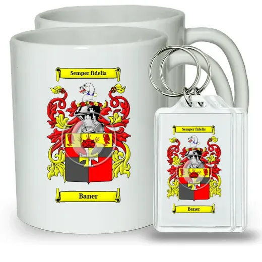 Baner Pair of Coffee Mugs and Pair of Keychains