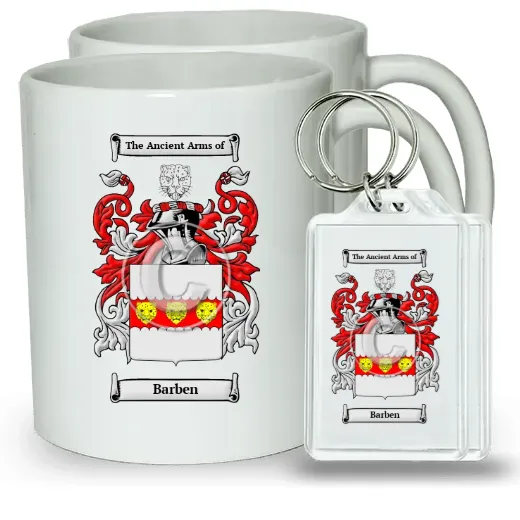 Barben Pair of Coffee Mugs and Pair of Keychains
