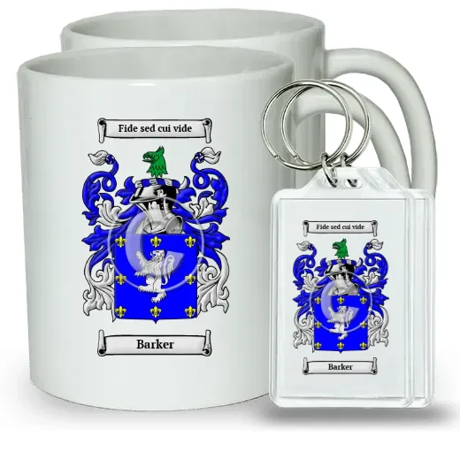 Barker Pair of Coffee Mugs and Pair of Keychains