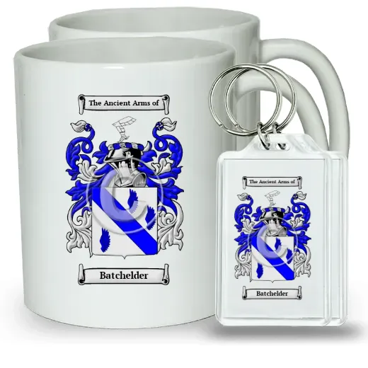 Batchelder Pair of Coffee Mugs and Pair of Keychains