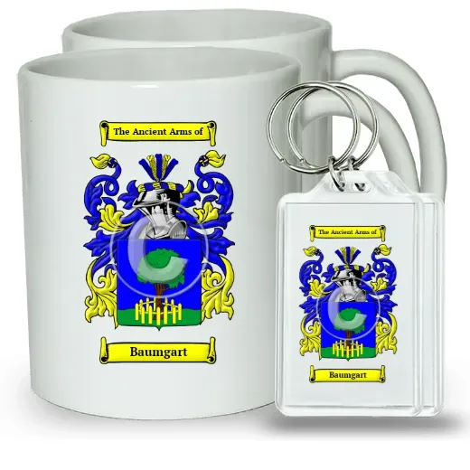 Baumgart Pair of Coffee Mugs and Pair of Keychains
