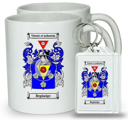 Beginrige Pair of Coffee Mugs and Pair of Keychains