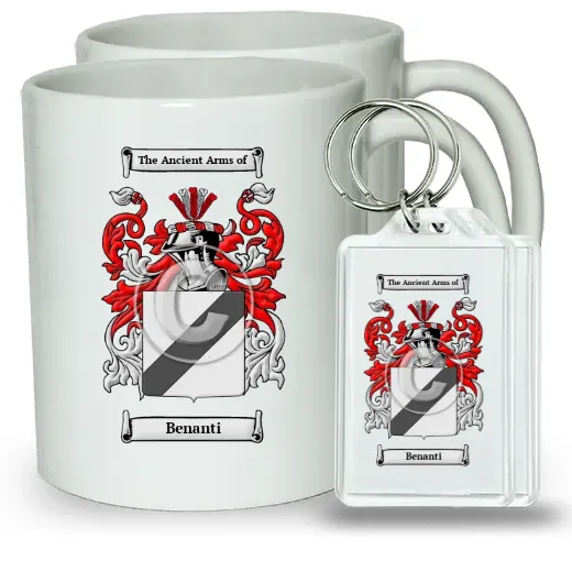 Benanti Pair of Coffee Mugs and Pair of Keychains