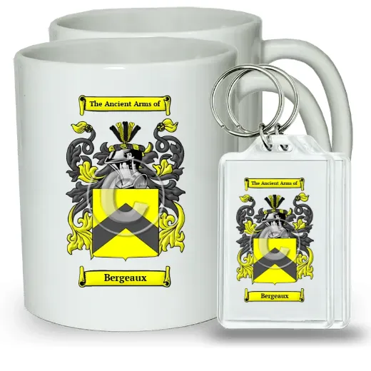 Bergeaux Pair of Coffee Mugs and Pair of Keychains