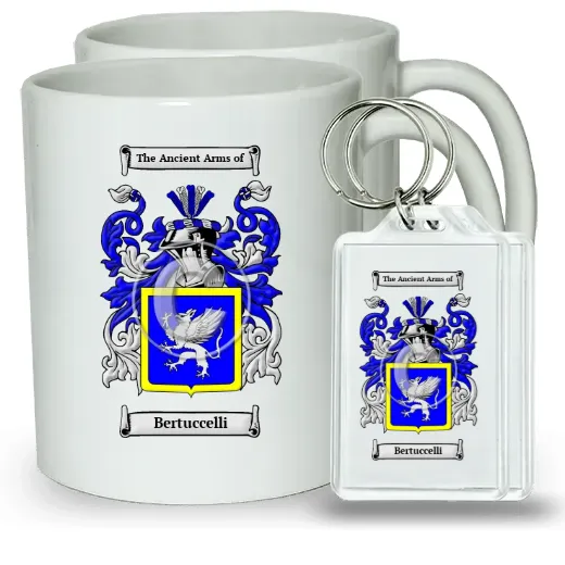 Bertuccelli Pair of Coffee Mugs and Pair of Keychains