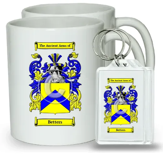 Betters Pair of Coffee Mugs and Pair of Keychains