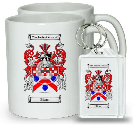 Bican Pair of Coffee Mugs and Pair of Keychains