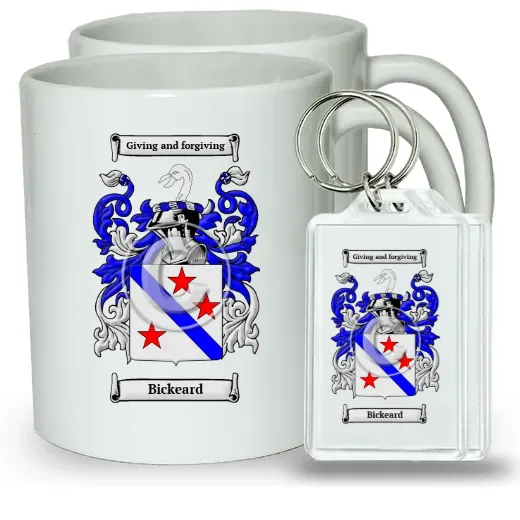 Bickeard Pair of Coffee Mugs and Pair of Keychains