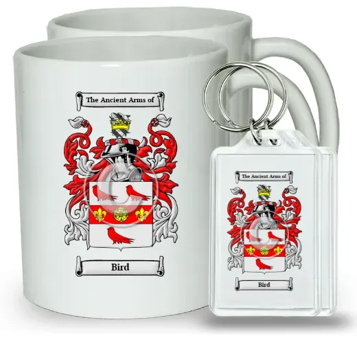 Bird Pair of Coffee Mugs and Pair of Keychains