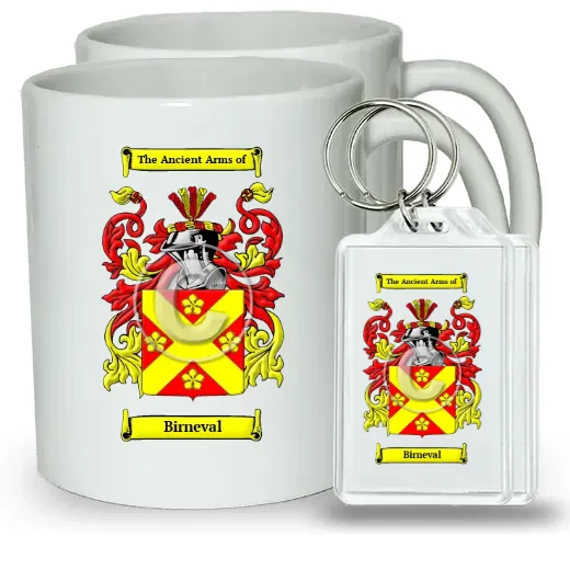Birneval Pair of Coffee Mugs and Pair of Keychains