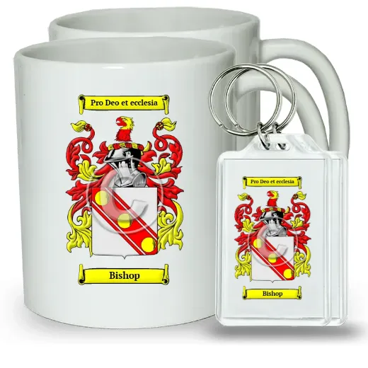 Bishop Pair of Coffee Mugs and Pair of Keychains