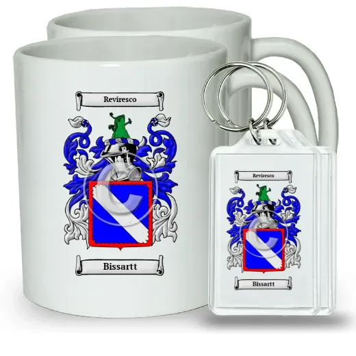 Bissartt Pair of Coffee Mugs and Pair of Keychains