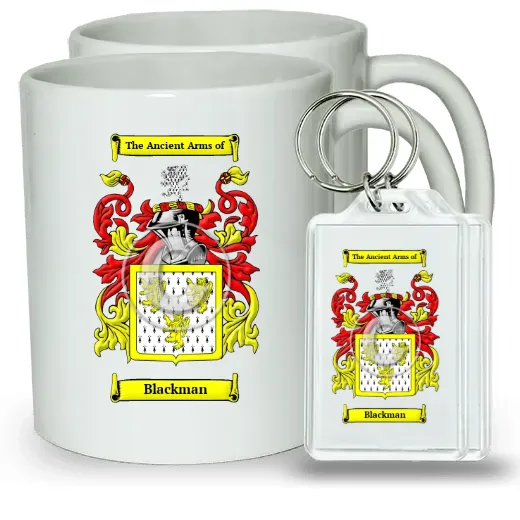 Blackman Pair of Coffee Mugs and Pair of Keychains