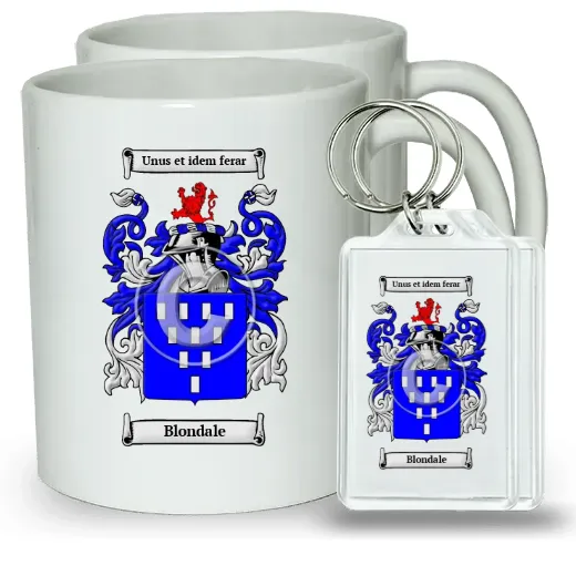 Blondale Pair of Coffee Mugs and Pair of Keychains