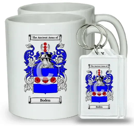Boden Pair of Coffee Mugs and Pair of Keychains