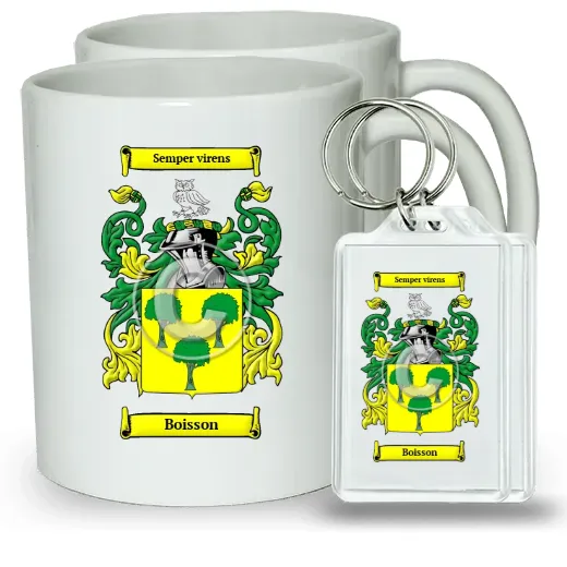 Boisson Pair of Coffee Mugs and Pair of Keychains