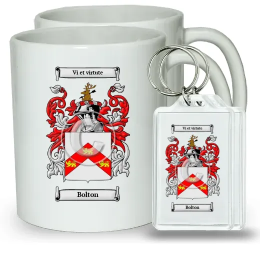 Bolton Pair of Coffee Mugs and Pair of Keychains