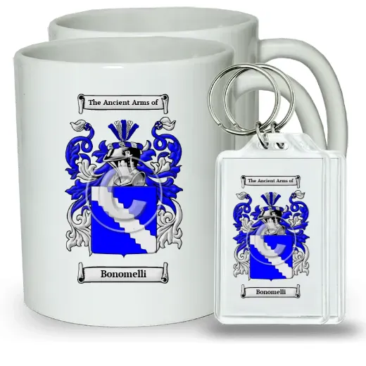 Bonomelli Pair of Coffee Mugs and Pair of Keychains