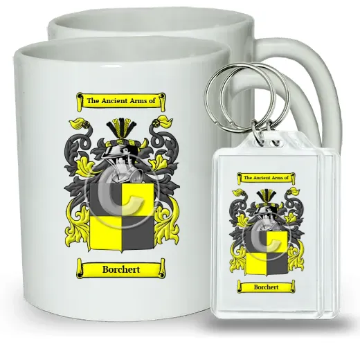Borchert Pair of Coffee Mugs and Pair of Keychains