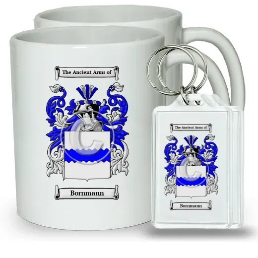 Bornmann Pair of Coffee Mugs and Pair of Keychains