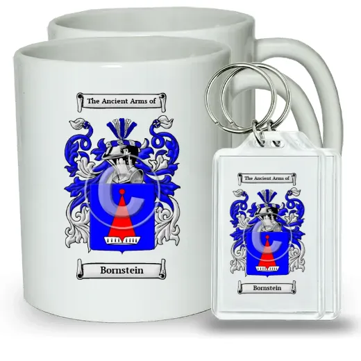 Bornstein Pair of Coffee Mugs and Pair of Keychains