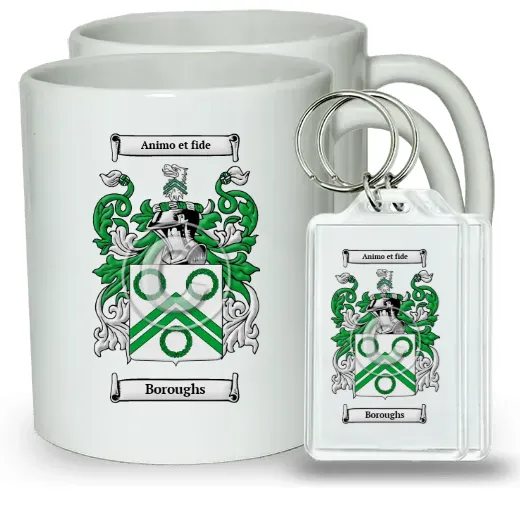 Boroughs Pair of Coffee Mugs and Pair of Keychains