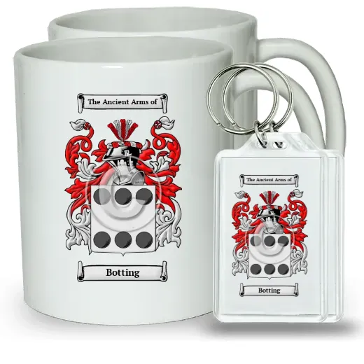Botting Pair of Coffee Mugs and Pair of Keychains