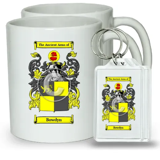 Bowdyn Pair of Coffee Mugs and Pair of Keychains
