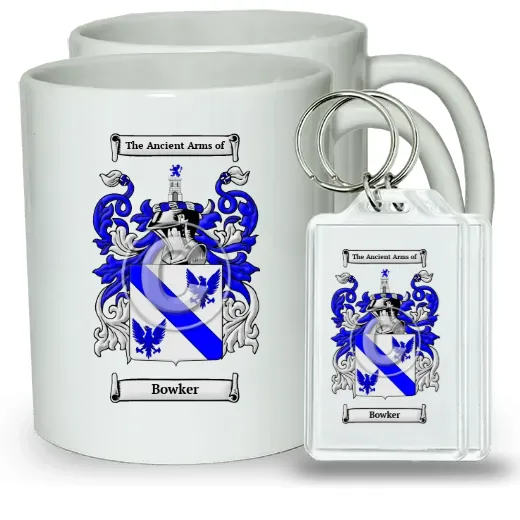 Bowker Pair of Coffee Mugs and Pair of Keychains