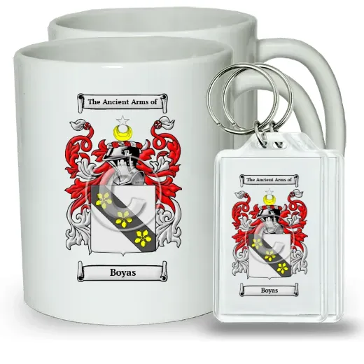 Boyas Pair of Coffee Mugs and Pair of Keychains