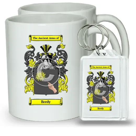 Bredy Pair of Coffee Mugs and Pair of Keychains