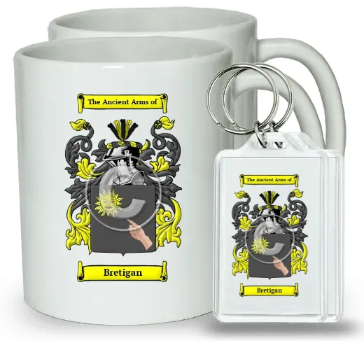 Bretigan Pair of Coffee Mugs and Pair of Keychains