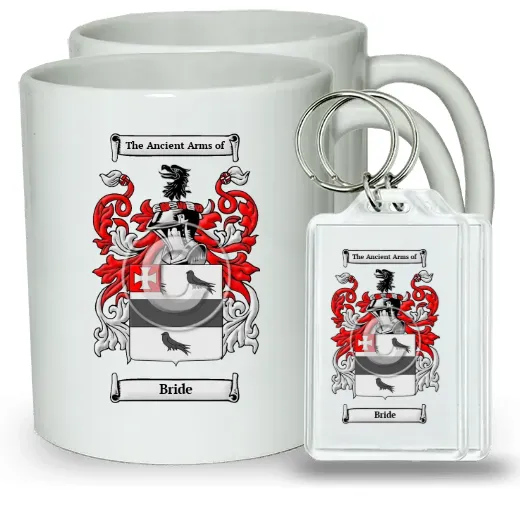 Bride Pair of Coffee Mugs and Pair of Keychains