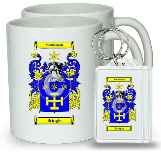 Bringle Pair of Coffee Mugs and Pair of Keychains
